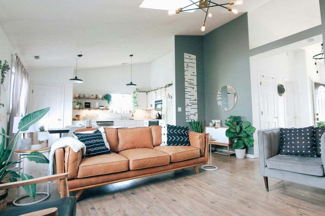 Long dining table in Tasmanian home
